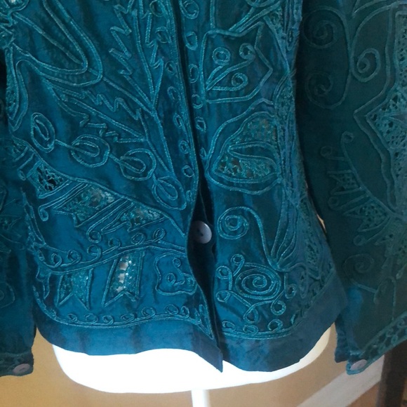 Sandy Starkman Appliqué Jacket 100% Silk - Picture 4 of 12